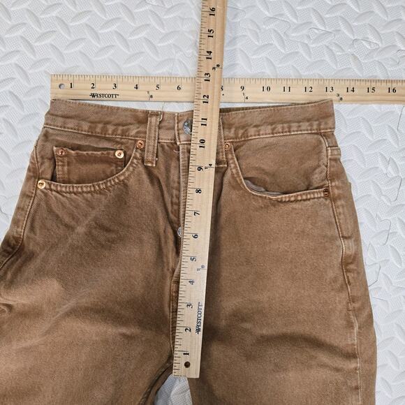 Re/Done Jeans Womens 26 70's Ultra High Rise Stovepipe Washed Terracotta Brown - Picture 11 of 13